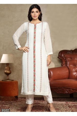 White Color Georgette /Chiffon Kurti 